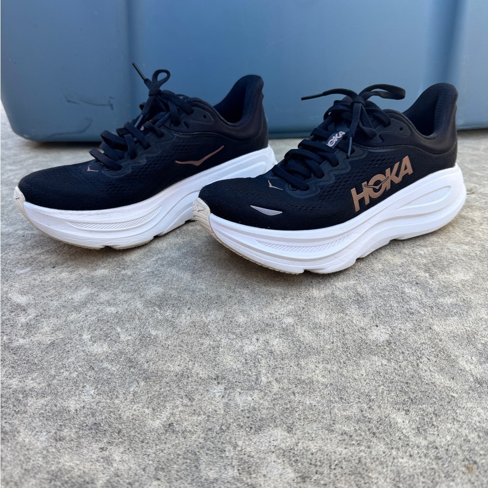 Hoka Black and White Athletic Shoes